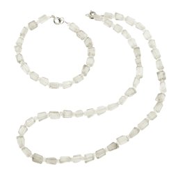 Set Colier si Bratara Prasiolit fatetat 7-10mm si discuri 3mm