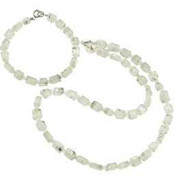 Set Colier si Bratara Prehnit fatetat 7-10mm si discuri 3mm