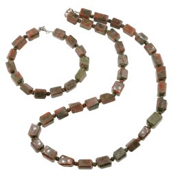 Set Colier si Bratara Unakit fatetat 9-12mm si discuri 3mm