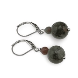 Cercei cu agatatoare Agat Indian, sfere 10mm si 4mm
