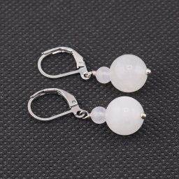 Cercei cu agatatoare Cristal de stanca, sfere 10mm si 4mm