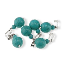 Pandantiv Turcoaz verde, sfere 10mm si 4mm