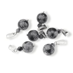 Pandantiv Obsidian fulg de nea, sfere 10mm si 4mm