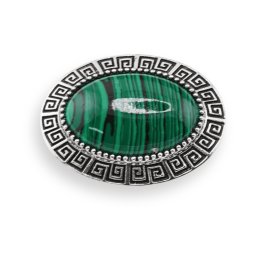 Brosa ovala cu Malachit, 47mm