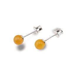 Cercei cu surub chihlimbar 5mm cu argint 925, portocala