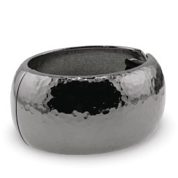 Bratara lata din metal negru ovala texturata