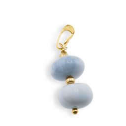 Pandantiv Opal albastru discuri cu bumbi aurii, 10mm
