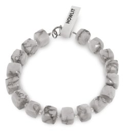 Bratara Howlit cuburi fatetate 8-9mm si Cristal de stanca sfere fatetate 2mm