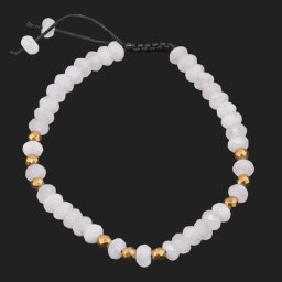 Bratara pe nod culisant Piatra Lunii discuri fatetate 6mm cu noua sfere fatetate Hematit auriu 4mm