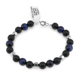 Bratara Ochi de tigru albastru, Onix mat sfere 8mm si Hematit hexagonal 5mm