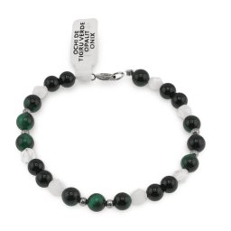 Bratara Ochi de tigru verde, Onix sfere 6mm si Opalit fatetat 5mm