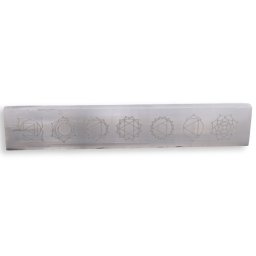 Bagheta selenit gravata cu cele 7 chakre, 20cm