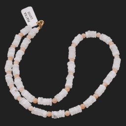 Colier mix Piatra lunii alba discuri 5-6mm si Piatra lunii piersica sfere 4mm