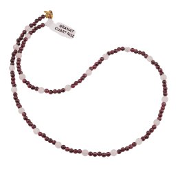 Colier Granat sfere si Cuart roz sfere fatetate, 3-4mm