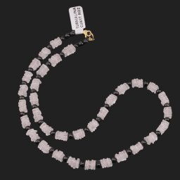 Colier Cuart roz patratele 5mm si Turmalina neagra sfere 4mm