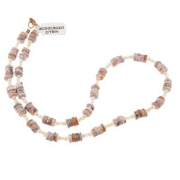 Colier Rodocrozit discuri 5mm si Citrin sfere 2-3mm