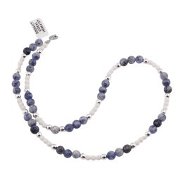 Colier Sodalit, Coral alb si Hematit cu element argintiu, 3-6mm