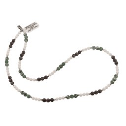 Colier Obsidian fulg de nea maroniu, Coral si Agat de copac sfere 6mm