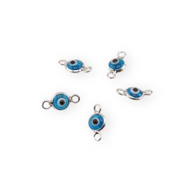 Accesoriu Ochi protector blue cu montura de argint 925 si doua anouri - 9,5mm
