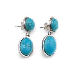 Cercei cu surub Turcoaz - model oval, 32mm