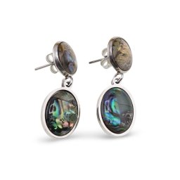 Cercei cu surub Scoica abalone - model oval, 32mm