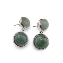 Cercei cu surub Aventurin - model rotund, 30mm