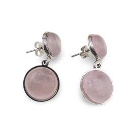 Cercei cu surub Cuart roz - model rotund, 30mm