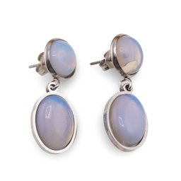 Cercei cu surub Opalit - model oval, 32mm