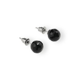 Cercei cu surub si cristal natural, Onix sfere fatetate 8mm