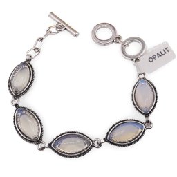 Bratara Opalit cu montura din metal, model oval ascutit
