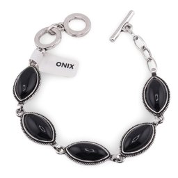 Bratara Onix cu montura din metal, model oval ascutit