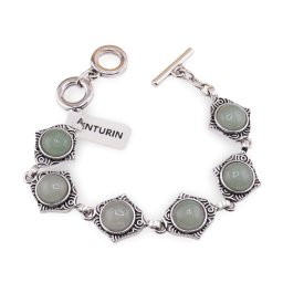 Bratara Aventurin cu montura din metal, model cu detalii gravate si colturi accentuate