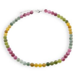 Colier Agat Turmalina multicolor sfere, 8mm
