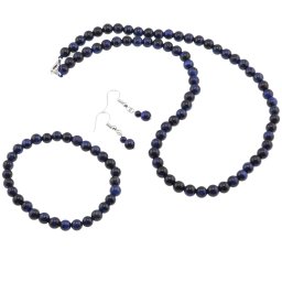 Set cercei, colier si bratara Ochi de tigru albastru sfere, 6mm