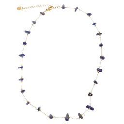 Colier cu Lapis Lazuli chips si inox auriu, 5-8mm