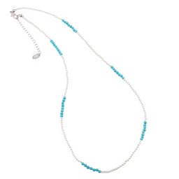 Colier perle si Turcoaz sfere fatetate, 2mm