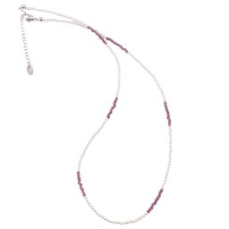 Colier perle si Granat rhodolit sfere fatetate, 2mm