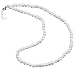 Colier perle de cultura albe neuniforme, 5-6mm