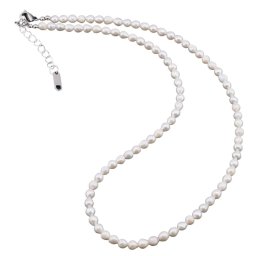 Colier perle de cultura albe neuniforme, 4mm