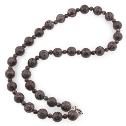 Colier Obsidian fulg de nea maro sfere, 4-10mm