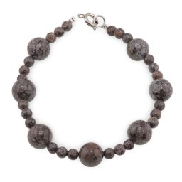 Bratara Obsidian fulg de nea maro sfere, 4-10mm