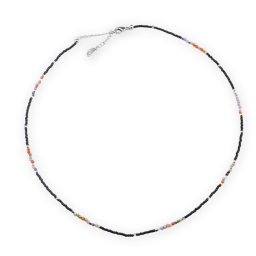 Colier mix agat colorat si margele miyuki negre, 2mm
