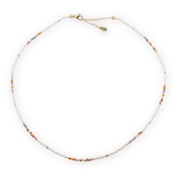 Colier mix agat colorat si margele miyuki albe, 2mm