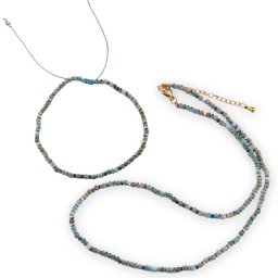 Set colier si bratara Apatit sfere fatetate 3mm si elemente aurii