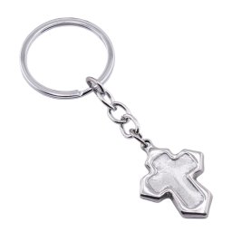 Breloc cu cruce argintie, 9cm