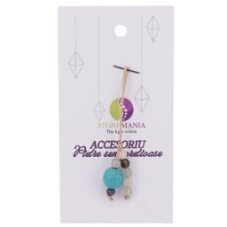 Accesoriu cu pietre semipretioase Turcoaz sfera 10mm si mix cristale 4mm