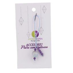 Accesoriu cu pietre semipretioase Acvamarin sfera 10mm si Ametist 4mm
