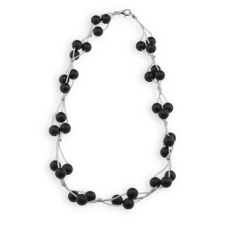 Colier confectionat manual pe snur cu Onix negru mat sfere, 8mm