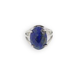 Inel reglabil argintiu cu Lapis Lazuli, 18mm