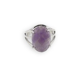 Inel reglabil argintiu cu Ametist, 18mm